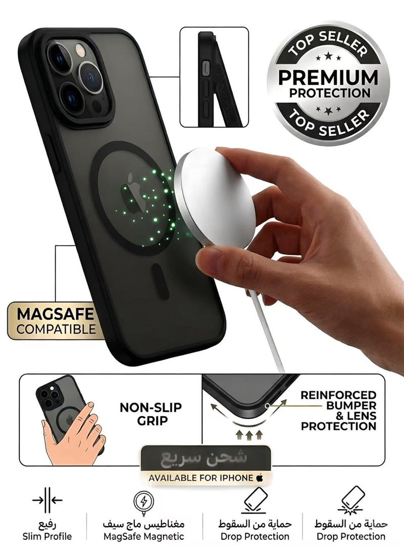 Black Magnetic Phone Case for iPhone 16 Pro Shockproof Slim Luxury Minimalist - Image 3