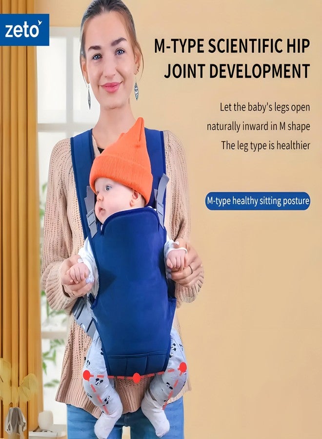 ZETO Baby Carrier 6 in 1 Convertible Baby Carrier with Hip Seat for Newborn to Toddler (Blue) - Image 4