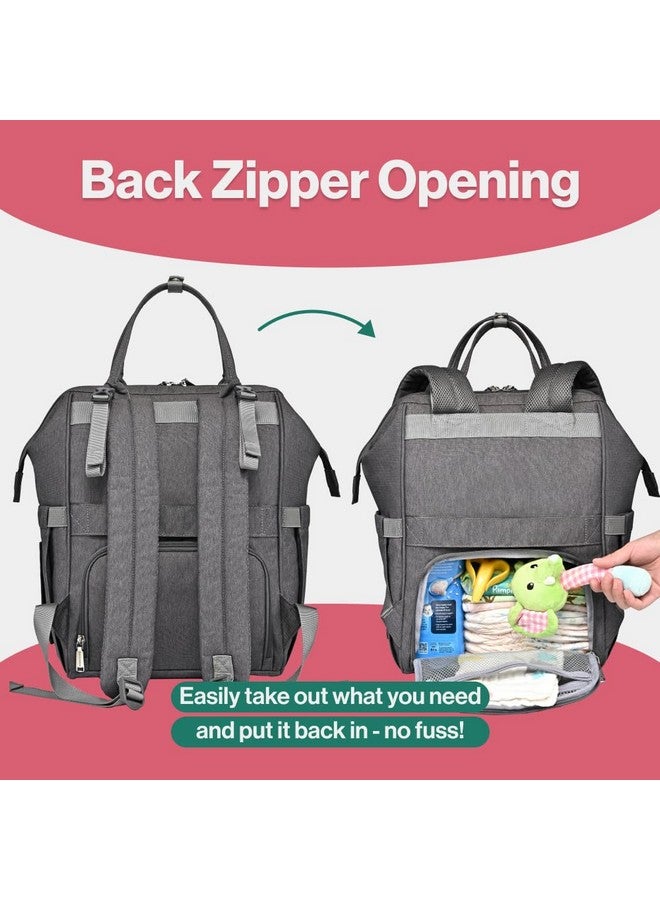 BabbleRoo Diaper Bag Backpack, Multifunction Large Bags With Changing Pad & Stroller Straps & Pacifier Case, Unisex Stylish Travel Back Pack Nappy Changing Bag For Moms Dads (Dark Gray) - Image 4