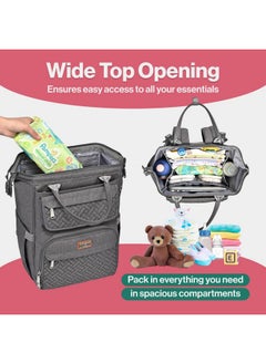 BabbleRoo Diaper Bag Backpack, Multifunction Large Bags With Changing Pad & Stroller Straps & Pacifier Case, Unisex Stylish Travel Back Pack Nappy Changing Bag For Moms Dads (Dark Gray)  - Image 2