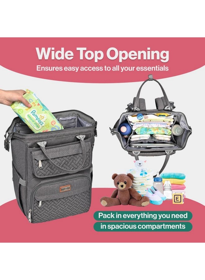 BabbleRoo Diaper Bag Backpack, Multifunction Large Bags With Changing Pad & Stroller Straps & Pacifier Case, Unisex Stylish Travel Back Pack Nappy Changing Bag For Moms Dads (Dark Gray) - Image 2