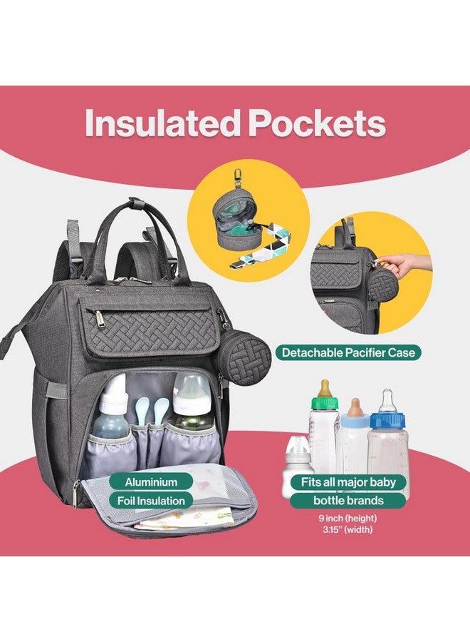 BabbleRoo Diaper Bag Backpack, Multifunction Large Bags With Changing Pad & Stroller Straps & Pacifier Case, Unisex Stylish Travel Back Pack Nappy Changing Bag For Moms Dads (Dark Gray) - Image 3