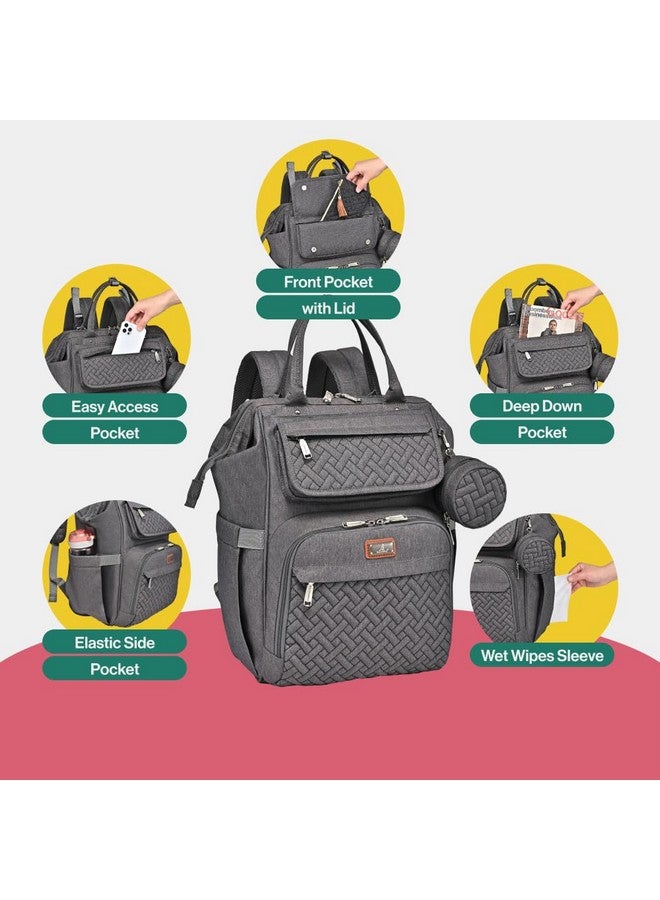 BabbleRoo Diaper Bag Backpack, Multifunction Large Bags With Changing Pad & Stroller Straps & Pacifier Case, Unisex Stylish Travel Back Pack Nappy Changing Bag For Moms Dads (Dark Gray) - Image 5