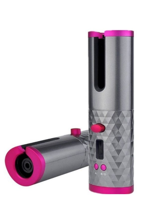 جهاز تجعيد الشعر اللاسلكي الأوتوماتيكي – محمول صغير الحجم مع شحن USB، مثالي للاستخدام في المنزل والسفر – رمادي - Image 1