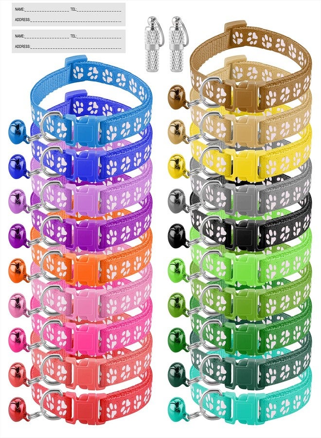 Deetenks Cat Collars 19 Pack Footprint Cat ID Collars Adjustable Cats Collars Safe Collars Pet Collars - Image 1