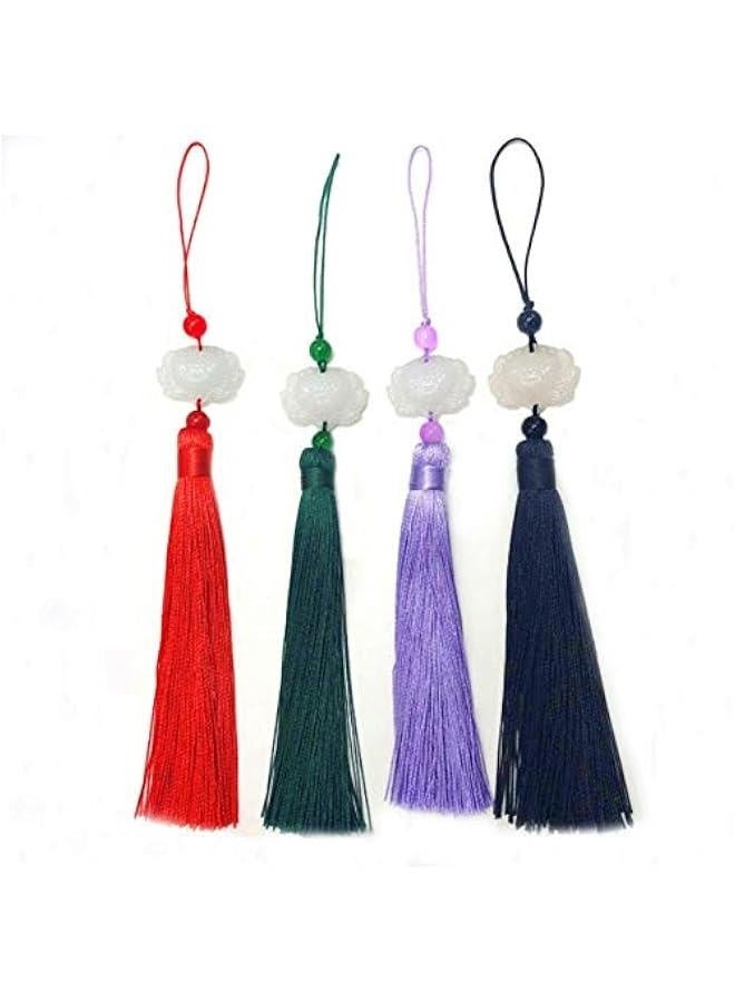 Lotus Tassel Hanging Tassel Ancient Costume Pressing Front Ancient Style Hanfu White Jade Lotus Tassel DIY Fan Pendant Tassel Hanging Tassel 4PCS  - Image 1