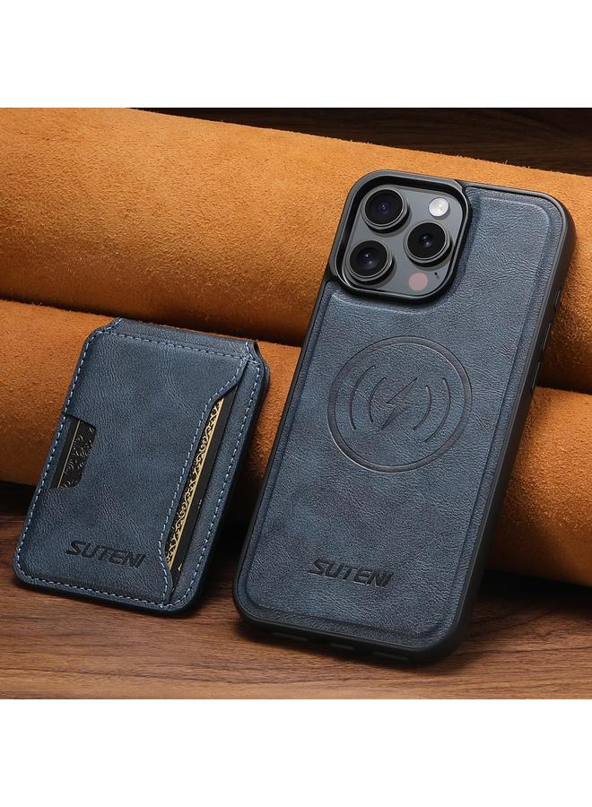 Suteni Case For iPhone 14 Pro M3 Card Bag MagSafe Cowhide Texture Leather Phone Case - Image 3