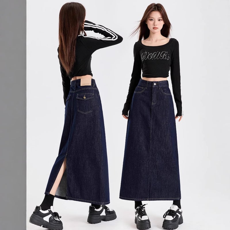 Denim A-line Midi Skirt for Women - Image 2