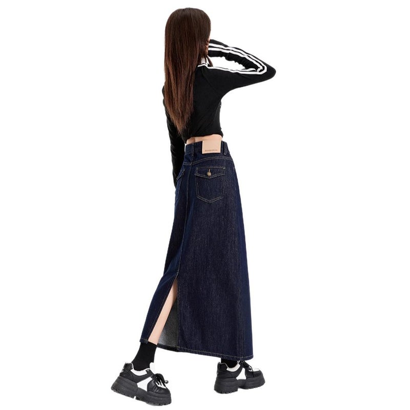 Denim A-line Midi Skirt for Women - Image 5