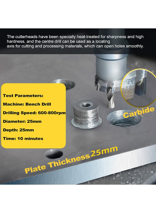 10 Piece Carbide Hole Saw Kit Tipped Hole Saw Drill Bit 16-53mm Hole Saw Cutter Set for Metal Stainless Steel Iron Copper