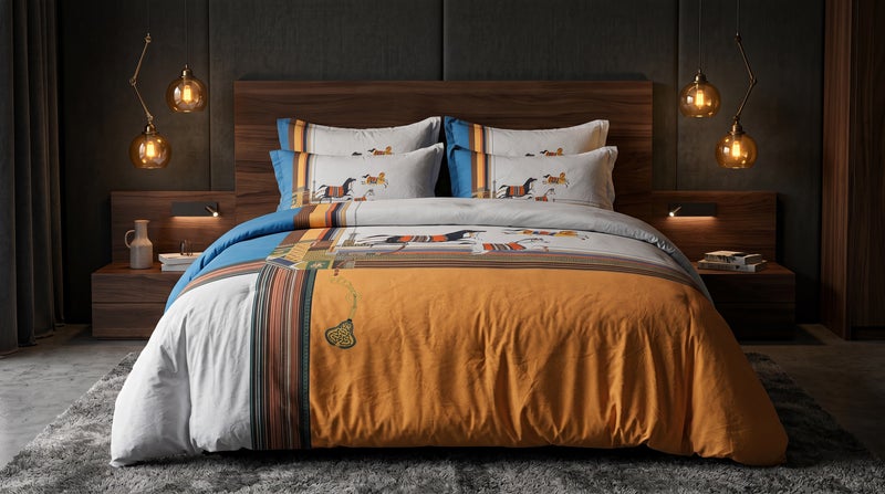 HOMETOPIA Luxury 6-Piece Bedding Set King Size – Ultra-Soft Microfiber Comforter 230x260cm, Deep Pocket Fitted Sheet 200x200+30cm, 4 Pillow Covers – Classic Royal Pattern – Wrinkle-Free, Breathable, Machine Washable, Hotel Quality Bed Set – Mattress Fit – Premium Bedroom Essentials KSA - Image 1
