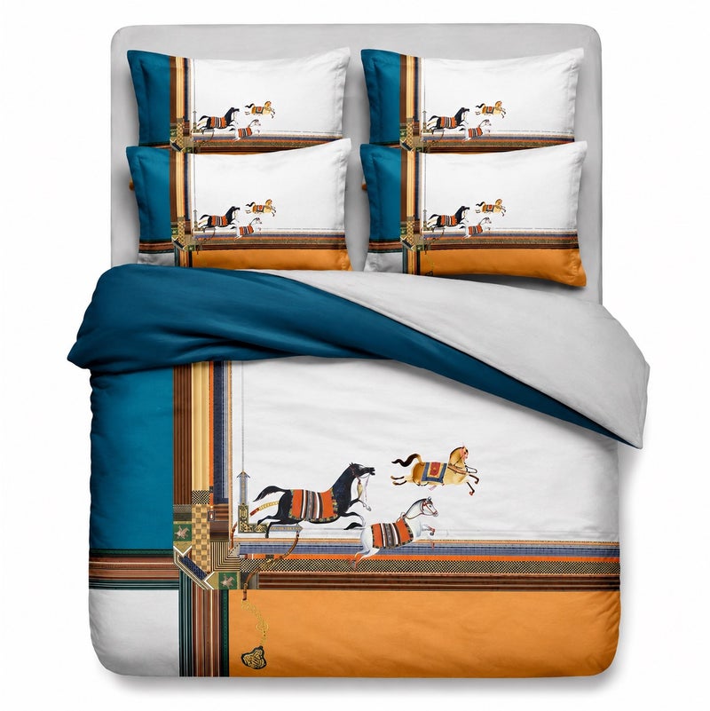 HOMETOPIA Luxury 6-Piece Bedding Set King Size – Ultra-Soft Microfiber Comforter 230x260cm, Deep Pocket Fitted Sheet 200x200+30cm, 4 Pillow Covers – Classic Royal Pattern – Wrinkle-Free, Breathable, Machine Washable, Hotel Quality Bed Set – Mattress Fit – Premium Bedroom Essentials KSA - Image 2