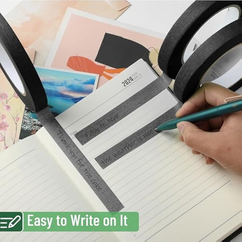 - Black Masking Tape, 0.6 Inch Wide, 3 Rolls, 50 Meters/Roll, Black Painters Tape - Image 3