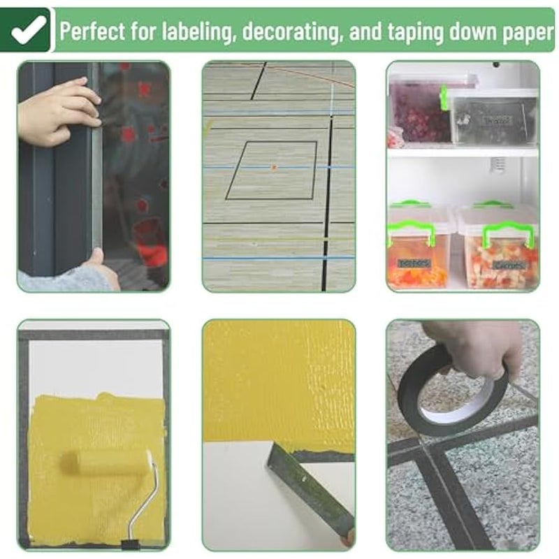 - Black Masking Tape, 0.6 Inch Wide, 3 Rolls, 50 Meters/Roll, Black Painters Tape - Image 5