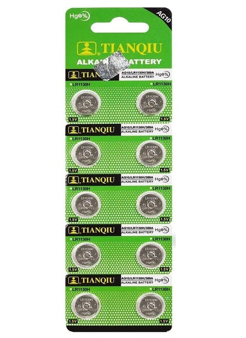 بطاريات خلايا زر AG10 389A LR1130 LR54 L1131 SR1130 (عبوة من 10 قطع)