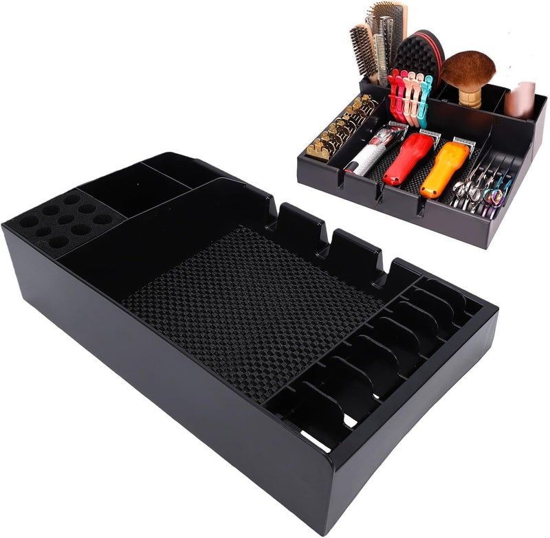 Barber Station Organizer, Multifunctional Hard Plastic Hair Tool Tray, Non Slip Base Tray for Clippers, Scissors, Combs & Brushes, Ideal for Salon Accessories (Barber Tool Organizer) - Image 2