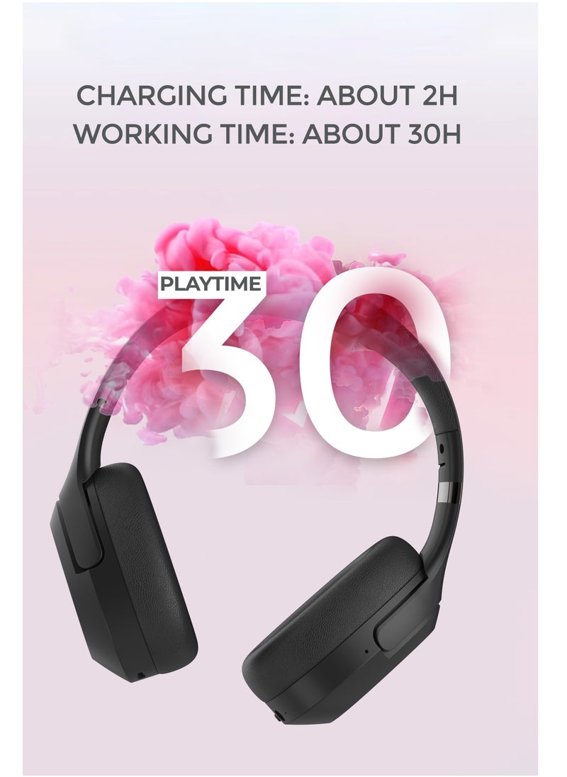 Faster - S6 Over-Ear Wireless Headphones with Microphone - Deep Bass Sound, HiFi Stereo Bluetooth Headphones - Noise Reduction, Foldable Design, 30 Hours Playtime, Lightweight Foam Ear Cups - Ideal for Travel, Work, Gaming, and TV (Beige) - Image 1