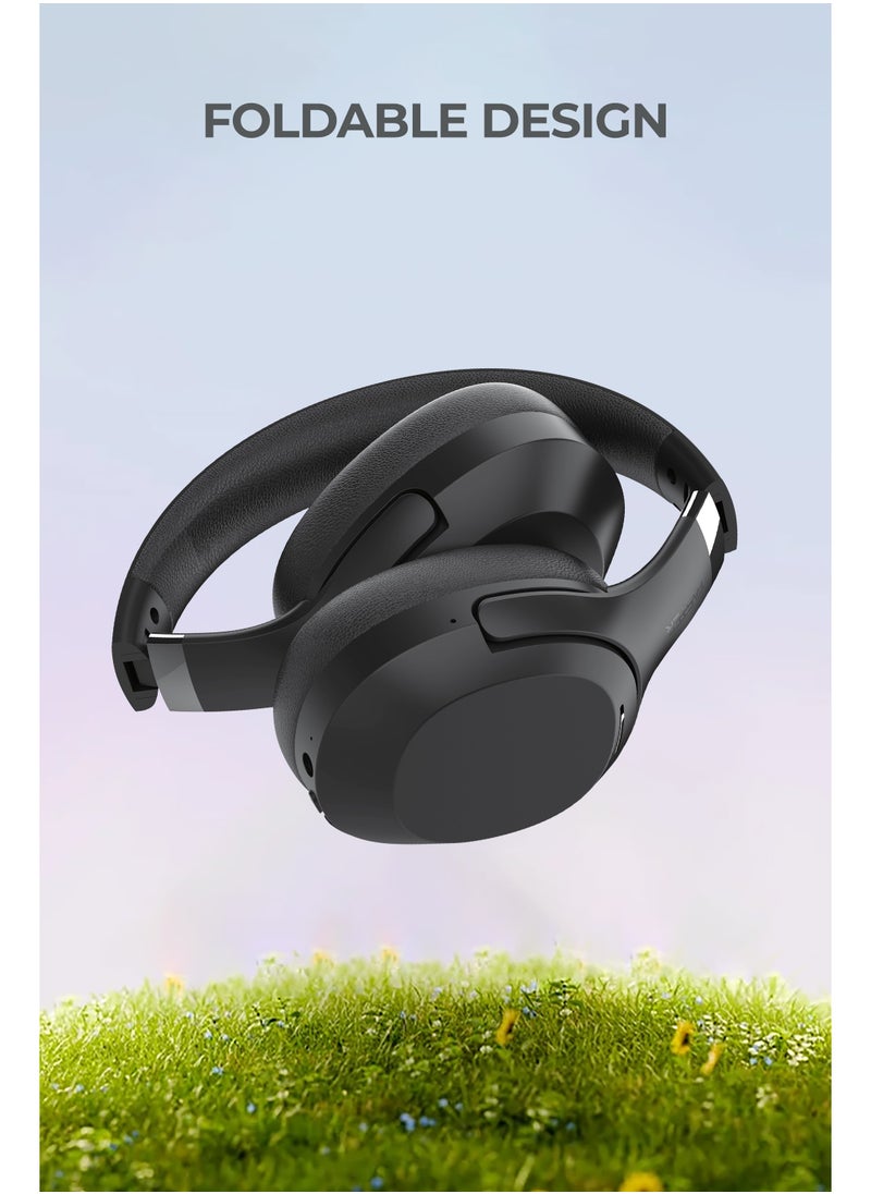 Faster - S6 Over-Ear Wireless Headphones with Microphone - Deep Bass Sound, HiFi Stereo Bluetooth Headphones - Noise Reduction, Foldable Design, 30 Hours Playtime, Lightweight Foam Ear Cups - Ideal for Travel, Work, Gaming, and TV (Beige) - Image 1