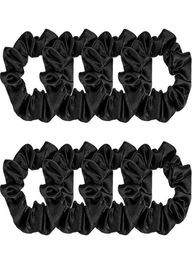 CHIROGRAPHY 8 Pack Luxury Satin Scrunchies for Women, Silk Hair Ties Silk Scrunchies Black Hair Scrunchies for Women Girls|black - Image 1