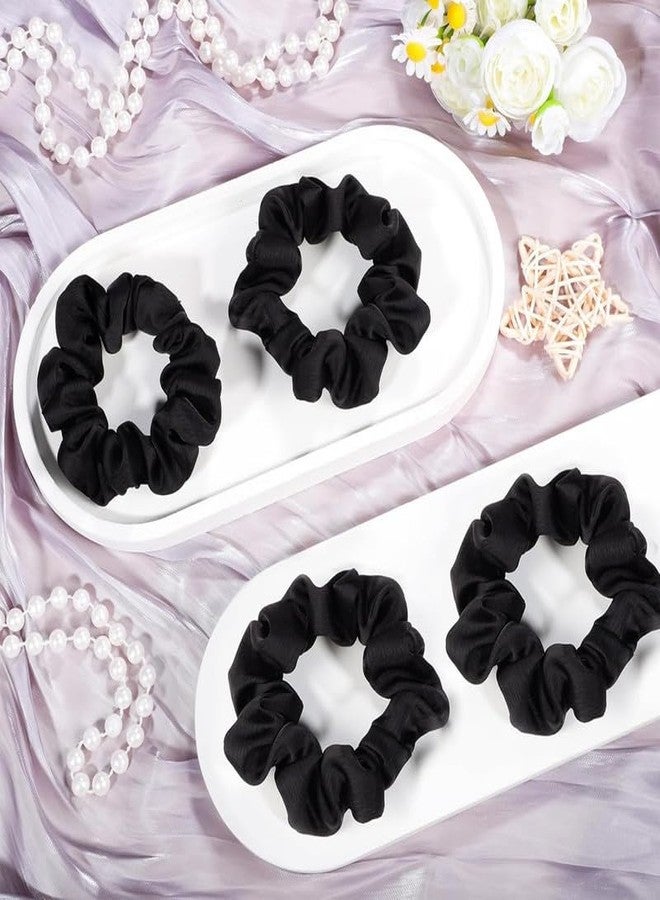 CHIROGRAPHY 8 Pack Luxury Satin Scrunchies for Women, Silk Hair Ties Silk Scrunchies Black Hair Scrunchies for Women Girls|black - Image 2