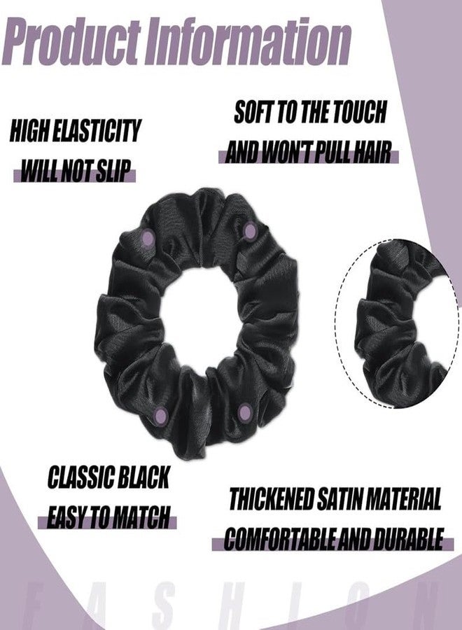 CHIROGRAPHY 8 Pack Luxury Satin Scrunchies for Women, Silk Hair Ties Silk Scrunchies Black Hair Scrunchies for Women Girls|black - Image 4