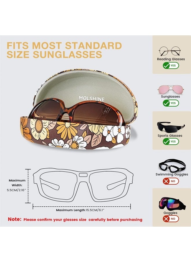 molshine Hard Shell Sunglasses Case,Large Glasses Case for Women Men Oversized Sunglass Eyeglasses (Brown Flowers)  - Image 3