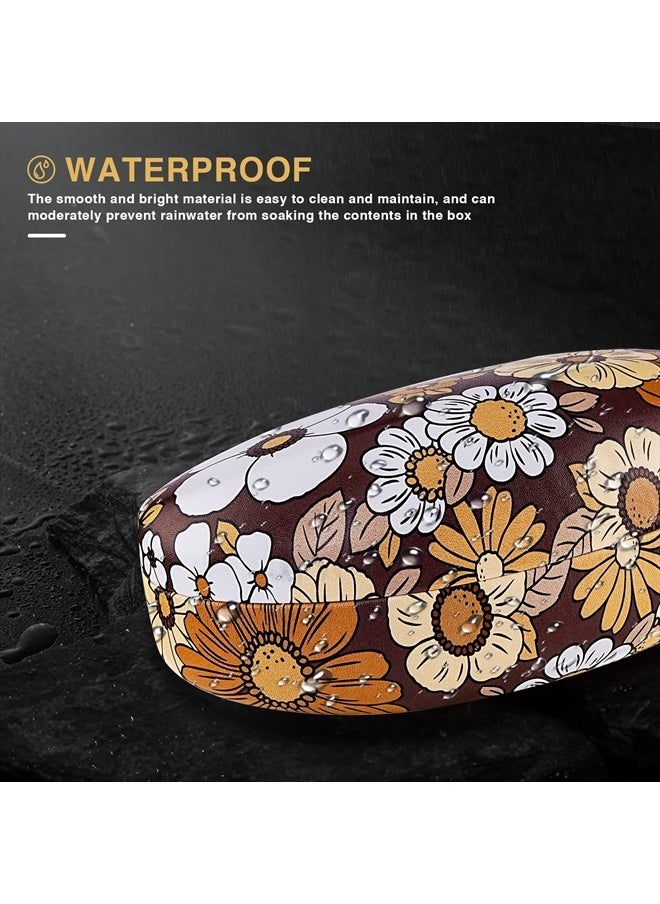 molshine Hard Shell Sunglasses Case,Large Glasses Case for Women Men Oversized Sunglass Eyeglasses (Brown Flowers)  - Image 5