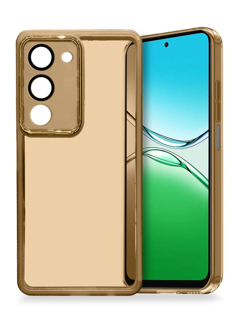 دبليو تيك غطاء خلفي أنيق لحماية عدسة الكاميرا من TPU الشفاف الناعم لأوبو A5 4G/5G 2025، حافة الكاميرا المطلية كهربائيًا، رقيق للغاية - بني - Image 1