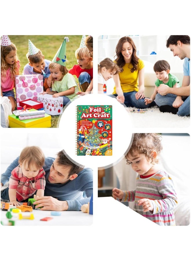 Capstro Foil Art Craft Sticker Book – Christmas Magical Art Picture Booklet | 16 Foil & 16 Coloring Pages + 80 Foil Sheets & Bamboo Stick | DIY Holiday Foil Art Book for Kids Age 3+ | Creative Xmas Craft Gift - Image 5