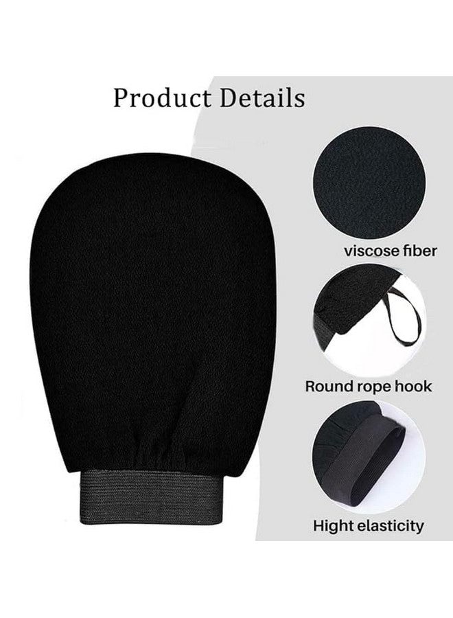 Black Sparrow Body Exfoliating Glove Pure Viscose Fibre Double-Layered Exfoliating Black Body Glove for Magic peeling Bath Dead Skin Tan Removal for Face Body - Image 3
