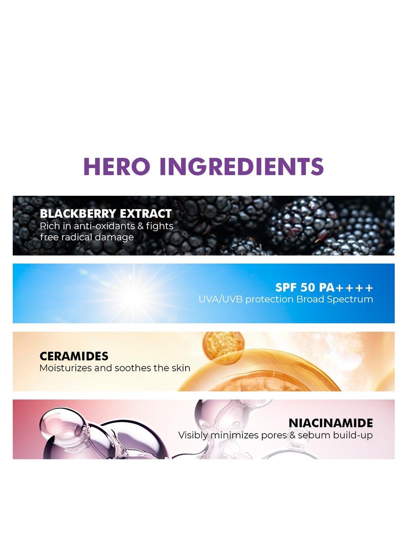 Conscious Chemist® Sunscreen SPF 50 PA++++ | 50g | Sunscreen for Oily Skin, Gel Sunscreen, Niacinamide with Black Berry Extract, Hybrid Lightweight, All Skin Types - Berry Bright - Image 5