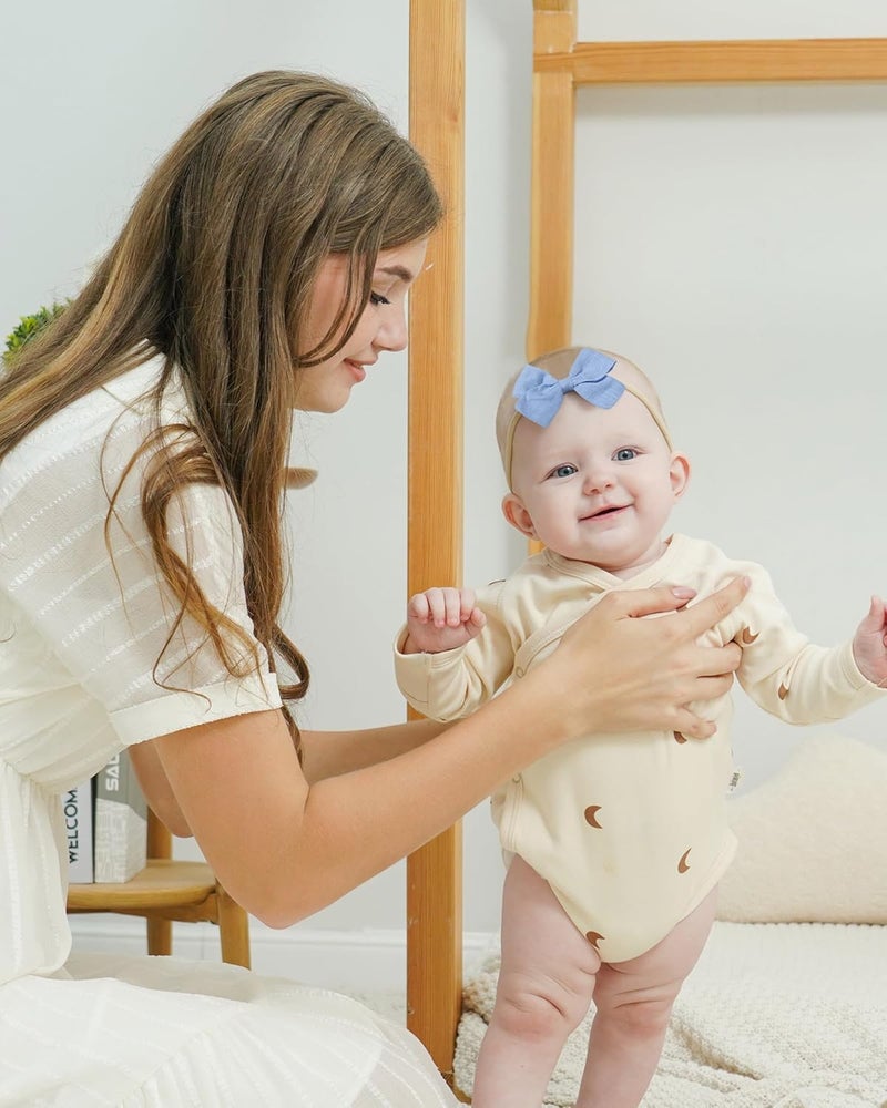 jollybows 20pcs Baby Girls Nylon Hair Bows Headbands Linen Hair Barrettes Hair Bands Elastic Hair Accessories for Kids Infants Newborn - Image 3