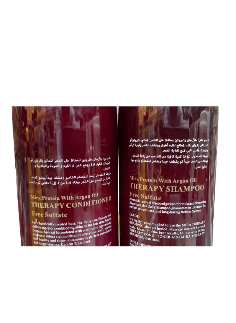 Mira Shampoo 500 Ml And Conditioner 500 Ml With Argan And Protein To Maintain Hair Treated With Protein Or Keratin - Image 2