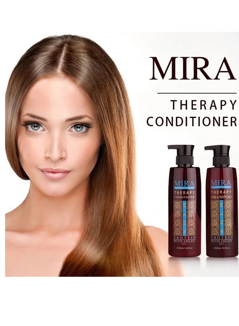 Mira Shampoo 500 Ml And Conditioner 500 Ml With Argan And Protein To Maintain Hair Treated With Protein Or Keratin - Image 3