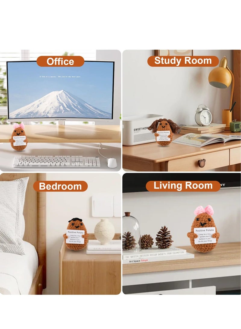 Excefore ألعاب بطاطس إيجابية مصنوعة يدويًا، 2 قطعة دمى مصغرة مرحة وإيجابية محبوكة، دمية بطاطس إيجابية محبوكة من الصوف، هدايا لأفضل الأصدقاء والعشاق وهدايا أعياد الميلاد - Image 4