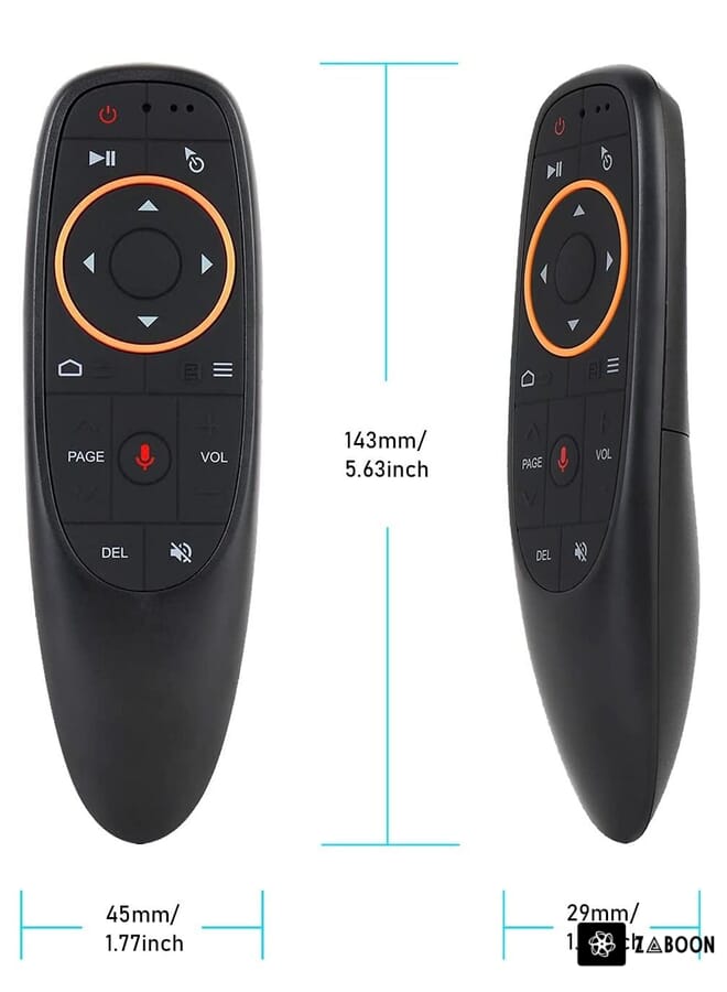 Zaboon Voice Remote Air Mouse Remote, 2.4G RF Wireless Remote Control with 6 Axis Gyroscope and IR Learning, Air Fly Mouse with Voice Input for Android TV Box/PC/Smart TV/HTPC/Projector