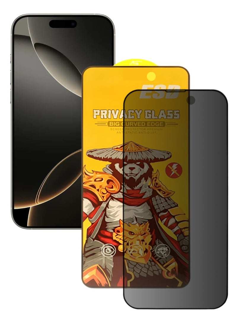 ESD Tempered Dustproof Privacy Glass Screen Protector Compatible For iPhone 16 Pro Max - Image 1