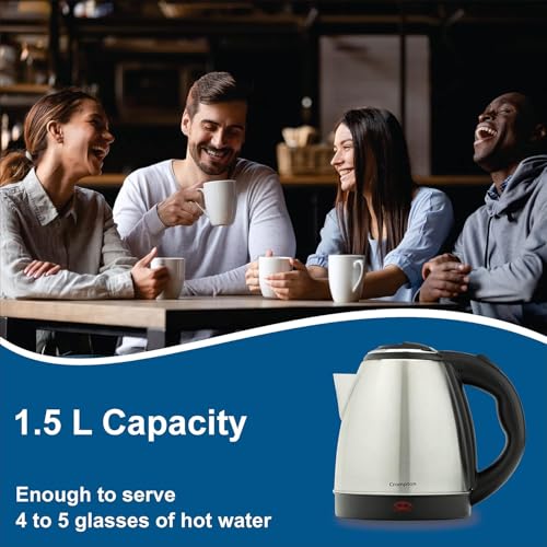 Crompton Insta Delite 1.5L SS Electric Kettle with 1500W power | Stainless steel body | Soft grip handle | LED indicator | 360-degree swivel base | Auto shut-off | Dry Boil Protection - Image 3