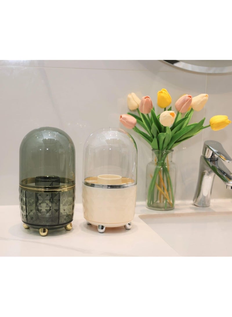 QSHOP Makeup Brush Holder Organizer with Cover by QShop®️ Modern Newest Design 2025, Luxury Transparent 360 Degree Rotating Dustproof Organizer, Cosmetic Organizer for Dressing Table, Desktop and Bathroom - Image 5
