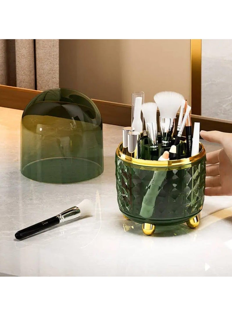 QSHOP Makeup Brush Holder Organizer with Cover by QShop®️ Modern Newest Design 2025, Luxury Transparent 360 Degree Rotating Dustproof Organizer, Cosmetic Organizer for Dressing Table, Desktop and Bathroom - Image 1