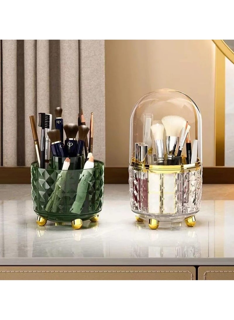 QSHOP Makeup Brush Holder Organizer with Cover by QShop®️ Modern Newest Design 2025, Luxury Transparent 360 Degree Rotating Dustproof Organizer, Cosmetic Organizer for Dressing Table, Desktop and Bathroom - Image 4