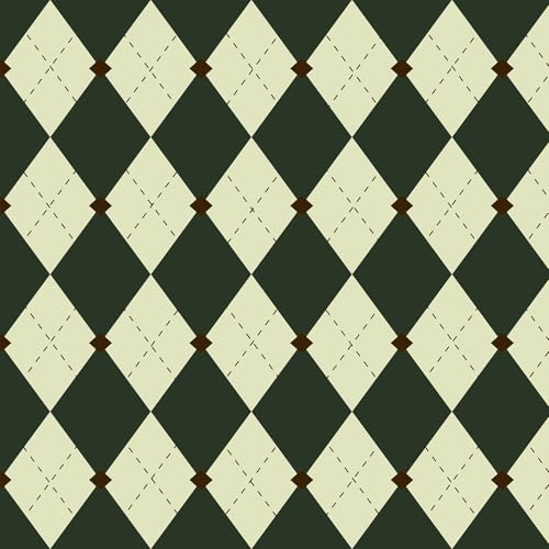Simon&Siff Retro Peel and Stick Wallpaper Black and Green Wallpaper Vintage Plaid British Geometric Wall Paper for Bathroom Kitchen Cabinet Contact Paper 17.3"x80" - Image 1