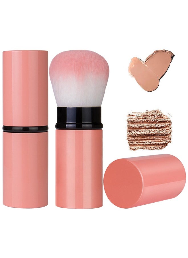 HS - Makeup Brush, Retractable Makeup Brush, Travel Face Blush Brush, Portable Powder Brush With Cover For Blush, Bronzer, Buffing, Flawless Powder Cosmetics - Image 1