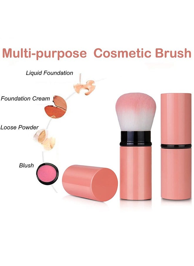HS - Makeup Brush, Retractable Makeup Brush, Travel Face Blush Brush, Portable Powder Brush With Cover For Blush, Bronzer, Buffing, Flawless Powder Cosmetics - Image 1