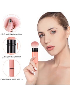 HS Makeup Brush, Retractable Makeup Brush, Travel Face Blush Brush, Portable Powder Brush With Cover For Blush, Bronzer, Buffing, Flawless Powder Cosmetics  - Image 4
