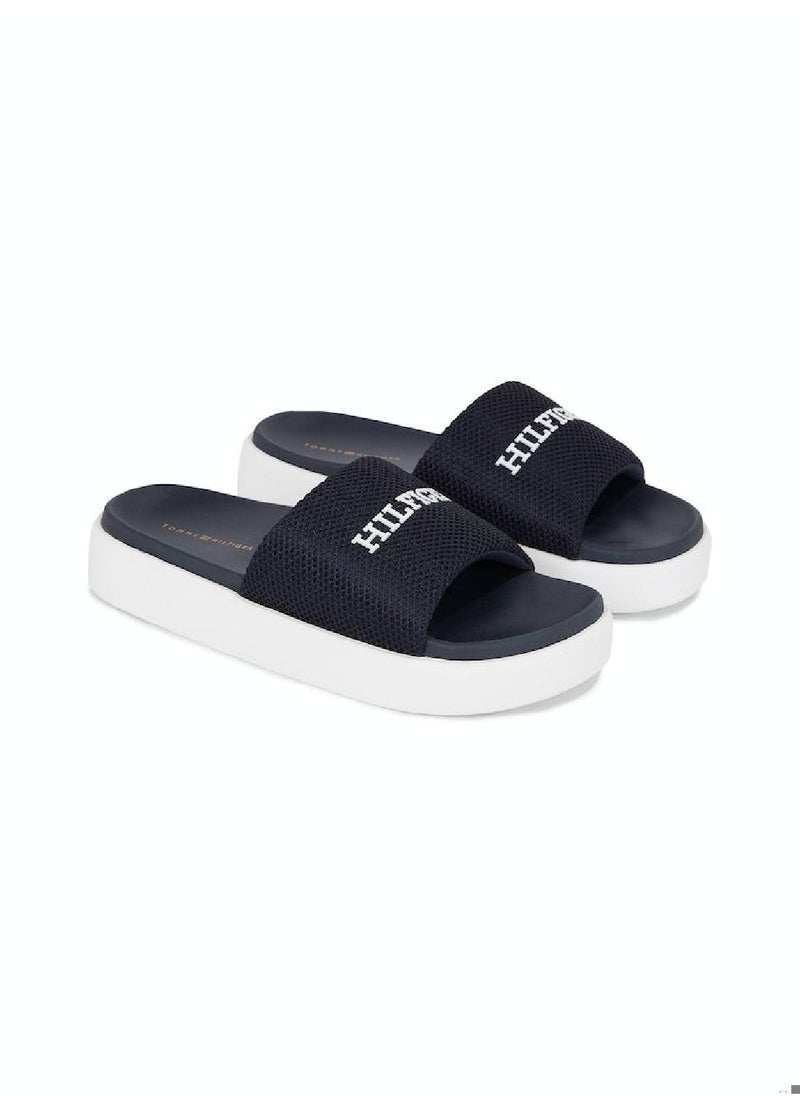 TOMMY HILFIGER - Women's Platform Breathable Pool Slides - Polyester, Blue - Image 1