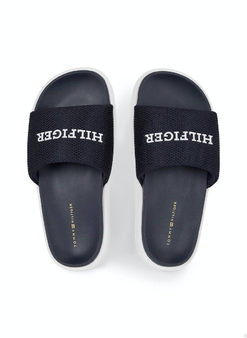 TOMMY HILFIGER - Women's Platform Breathable Pool Slides - Polyester, Blue - Image 1