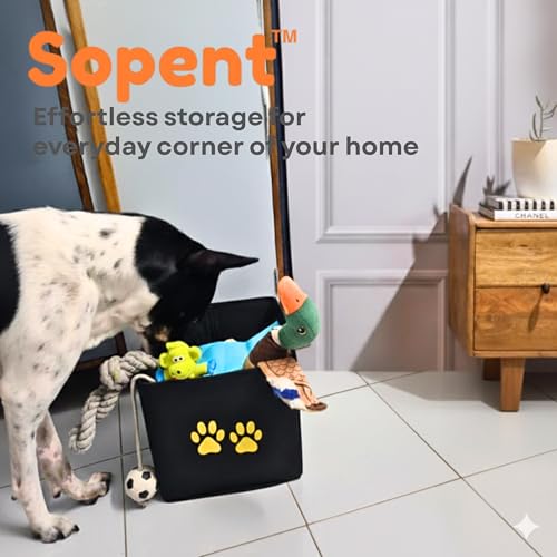 Sopent Paw Dog Toy Basket Organiser – Foldable Fabric Pet Storage Box for Dogs, Cats & Kids, Toy Organiser for Pets, Storage Basket for Toys, Organizer - Image 2