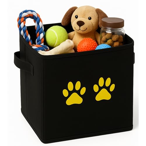 Sopent Paw Dog Toy Basket Organiser – Foldable Fabric Pet Storage Box for Dogs, Cats & Kids, Toy Organiser for Pets, Storage Basket for Toys, Organizer - Image 1