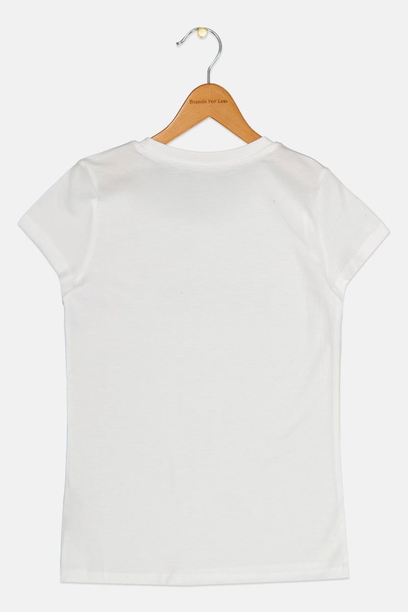 PUMA Kids Girl Sportswear Fit Short Sleeve Brand Logo T-shirt, White - Image 3